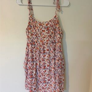 Altar'd State White Lined Floral dress with tie straps